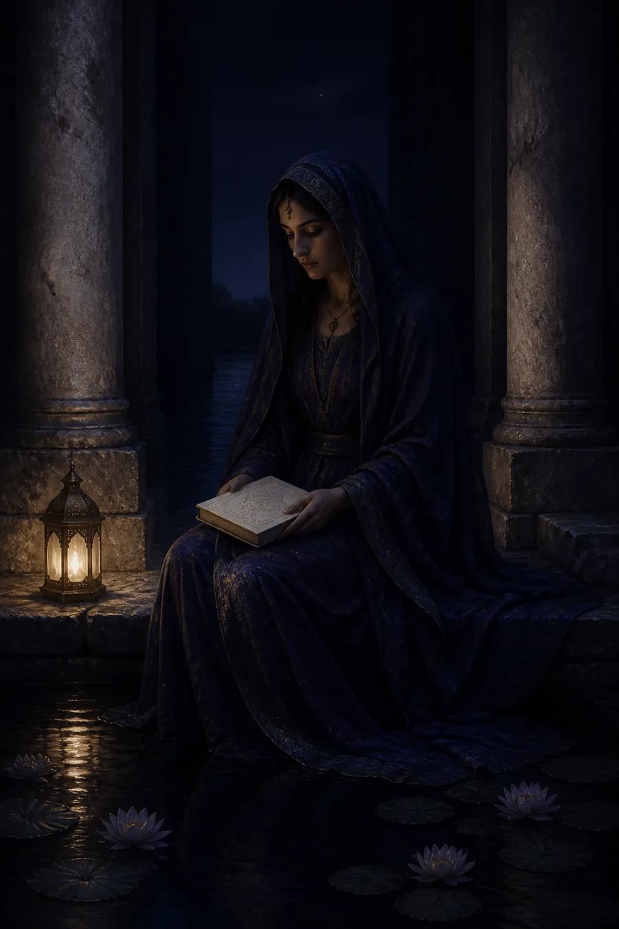 Tarot card illustration: The Veil · The High Priestess